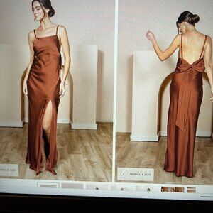 Revelry Satin Bridesmaid Dress "Steph" Size 6 Color Rust 721